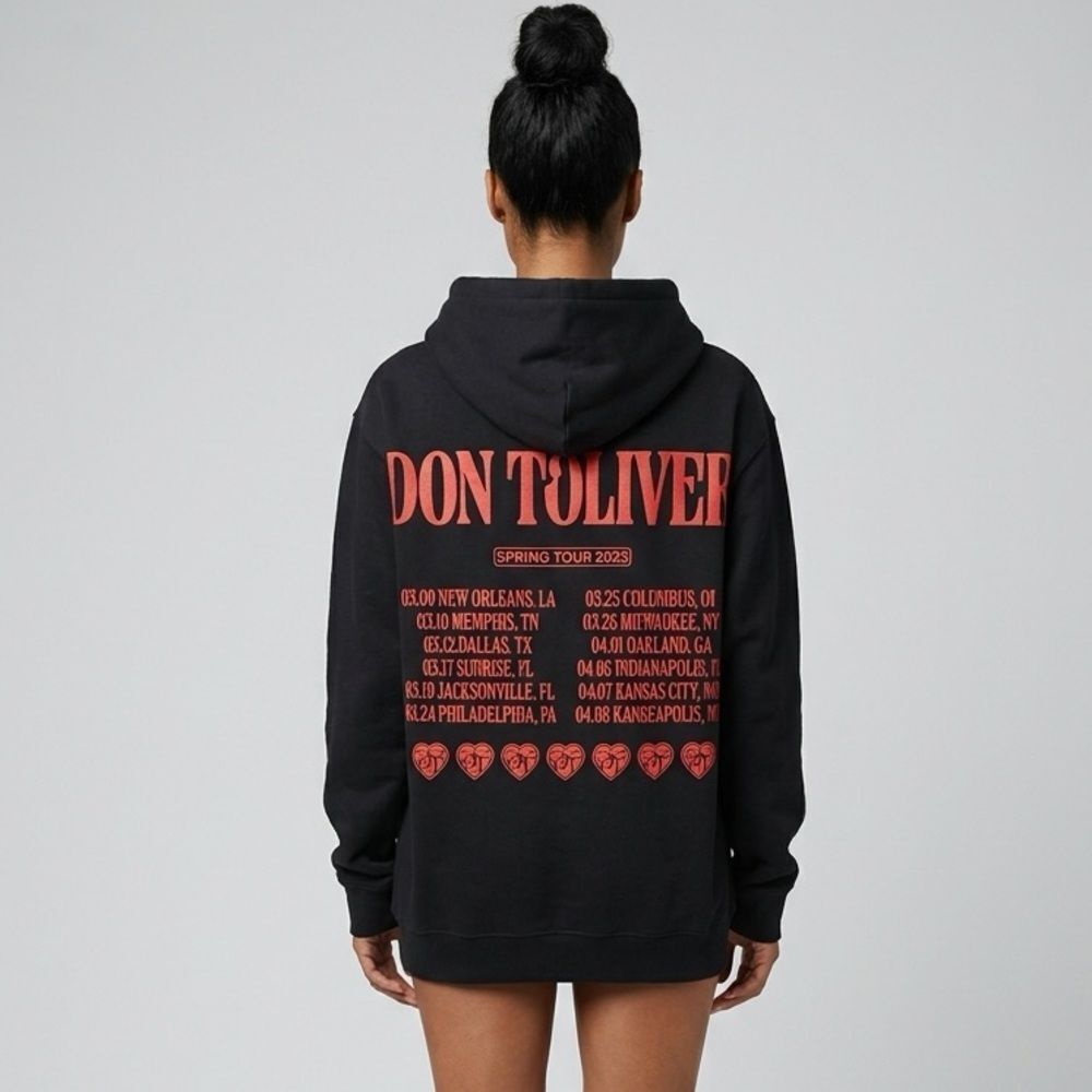 NWOT Black Graphic Hoodie Love Sak Don Toliver 2023 Concert Tour Size L